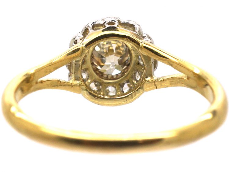Edwardian 18ct Gold & Platinum, Diamond Daisy Cluster Ring