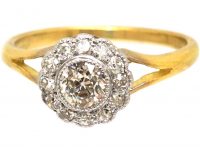 Edwardian 18ct Gold & Platinum, Diamond Daisy Cluster Ring