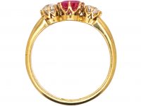 Edwardian 18ct Gold Pink Sapphire & Diamond Three Stone Ring