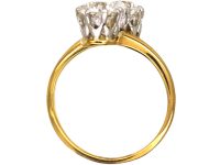 Edwardian 18ct Gold, Two Stone Diamond Crossover Ring