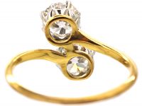 Edwardian 18ct Gold, Two Stone Diamond Crossover Ring