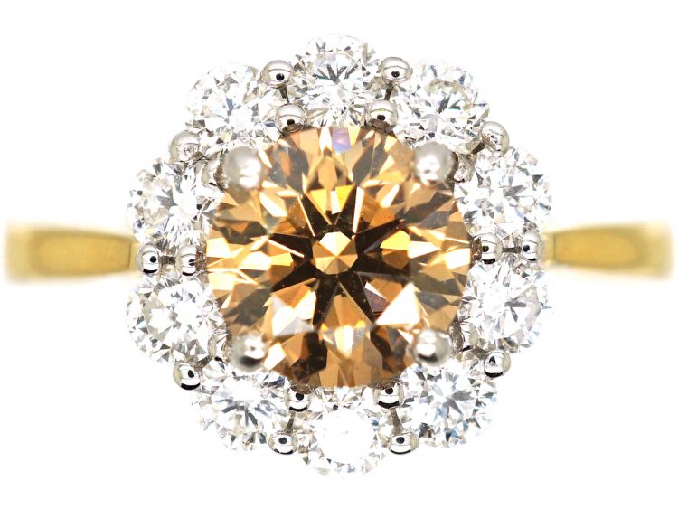 18ct Gold Fancy Brown Diamond Cluster Ring