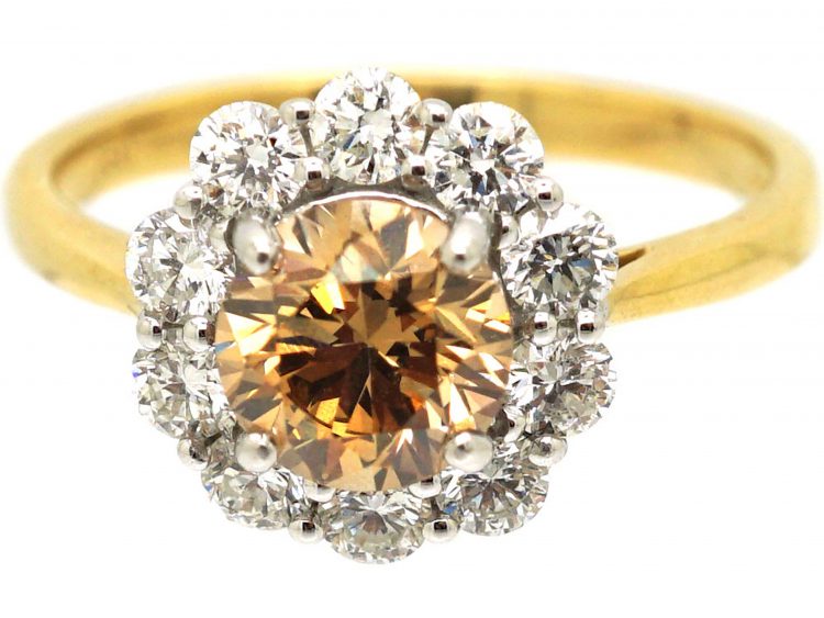 18ct Gold Fancy Brown Diamond Cluster Ring