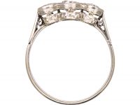 Edwardian Platinum, Three Stone Diamond Rub Over set Ring