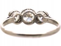 Edwardian Platinum, Three Stone Diamond Rub Over set Ring