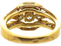 French Modernist 18ct Gold & Diamond Elongated Cluster Ring