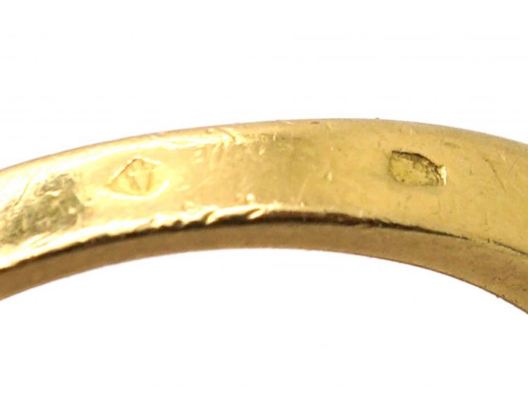 French Modernist 18ct Gold & Diamond Elongated Cluster Ring
