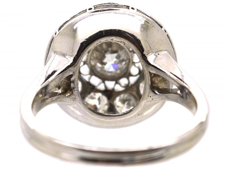 Art Deco 18ct White Gold Diamond Cluster Ring with Openwork Detail