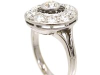Art Deco 18ct White Gold Diamond Cluster Ring with Openwork Detail