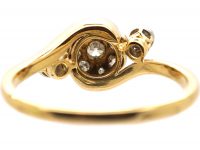 Edwardian 18ct Gold & Platinum, Diamond Cluster Ring with a Diamond on either side