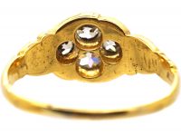 Early Victorian 18ct Gold Ornate Ring set with Four Old Mine Cut Diamonds