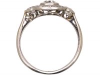 Art Deco Platinum, Three Stone Diamond Cluster Ring