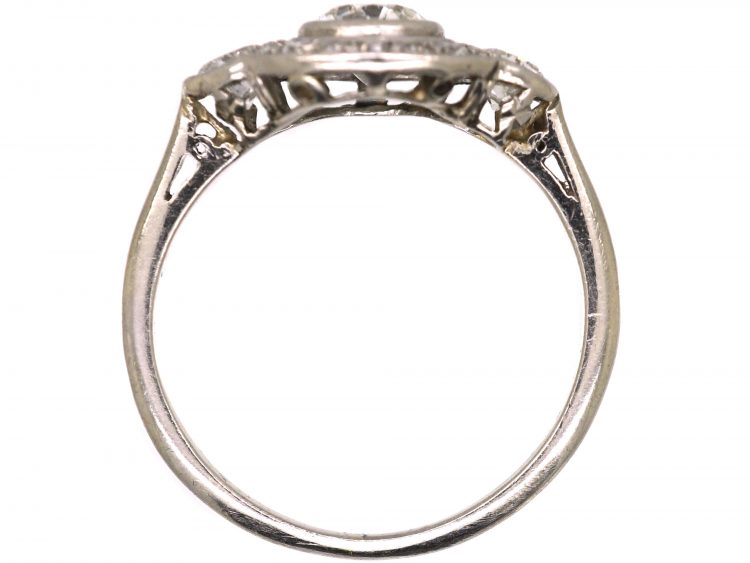 Art Deco Platinum, Three Stone Diamond Cluster Ring