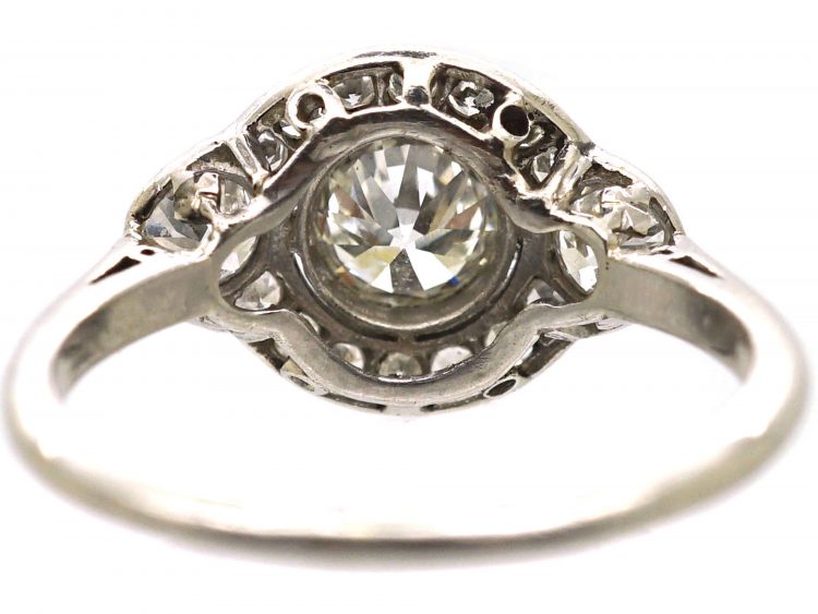 Art Deco Platinum, Three Stone Diamond Cluster Ring