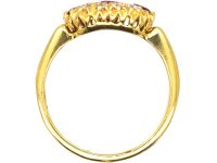 Edwardian 18ct Gold Three Stone Ruby & Diamond Ring