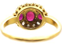 Edwardian 18ct Gold Three Stone Ruby & Diamond Ring