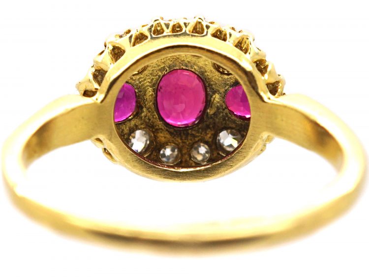 Edwardian 18ct Gold Three Stone Ruby & Diamond Ring