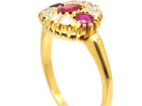 Edwardian 18ct Gold Three Stone Ruby & Diamond Ring