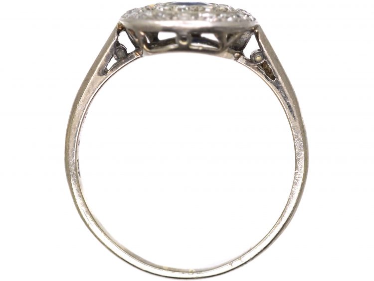 Edwardian Platinum, Sapphire & Two Row Diamond Cluster Ring
