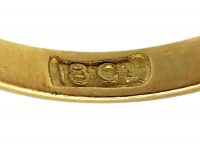 Edwardian 18ct Gold Three Stone Diamond Carved Half Hoop Ring