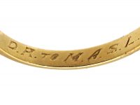 Edwardian 18ct Gold Three Stone Diamond Carved Half Hoop Ring