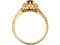 Victorian 18ct Gold, Ruby & Diamond Oval Cluster Ring