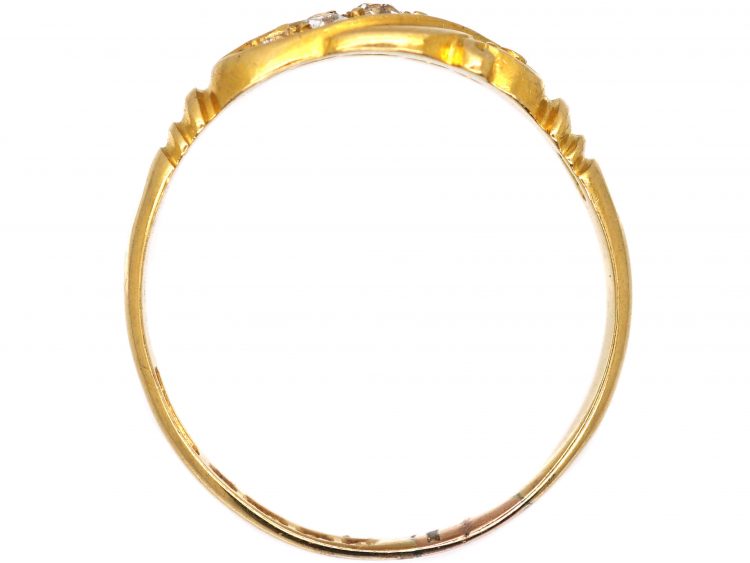 Edwardian 18ct Gold Crossover Ring set with Five Diamonds