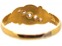 Edwardian 18ct Gold Crossover Ring set with Five Diamonds