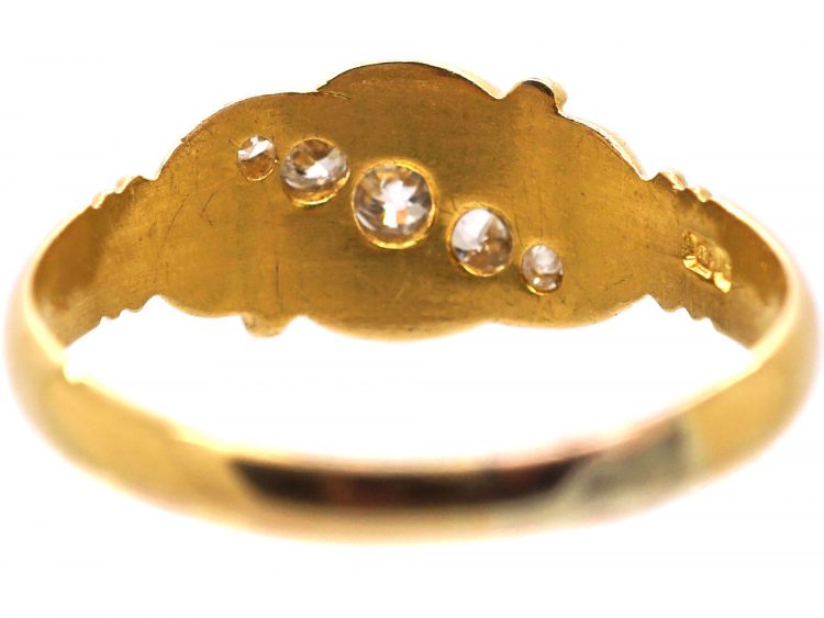 Edwardian 18ct Gold Crossover Ring set with Five Diamonds