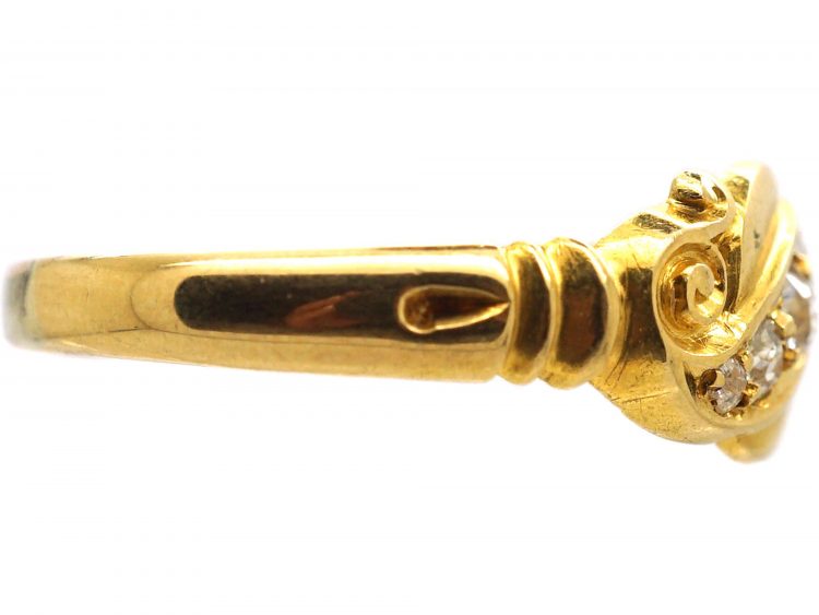 Edwardian 18ct Gold Crossover Ring set with Five Diamonds