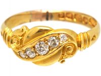 Edwardian 18ct Gold Crossover Ring set with Five Diamonds