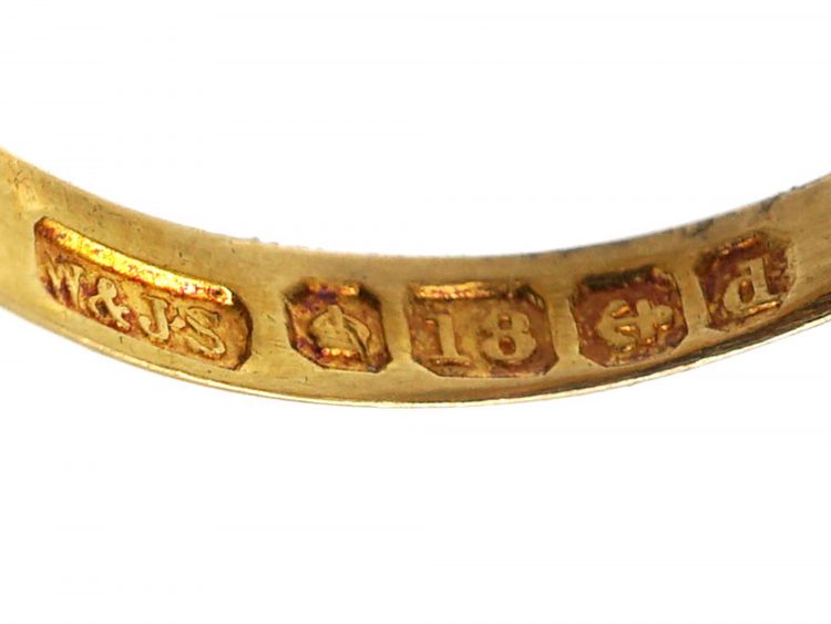 Edwardian 18ct Gold Crossover Ring set with Five Diamonds