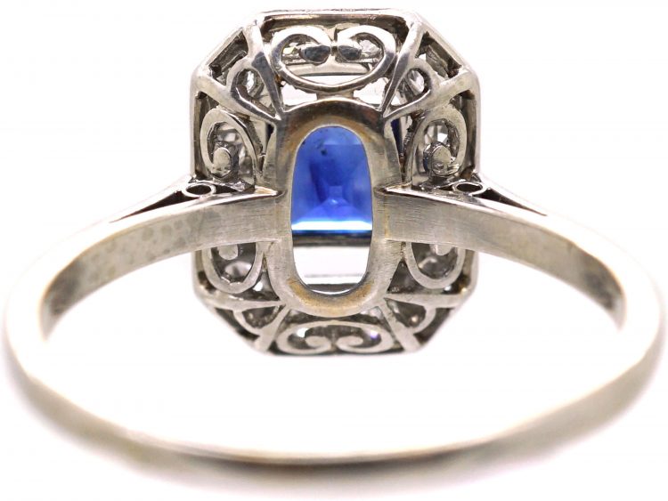 Art Deco Platinum, Sapphire & Diamond Octagonal Ring