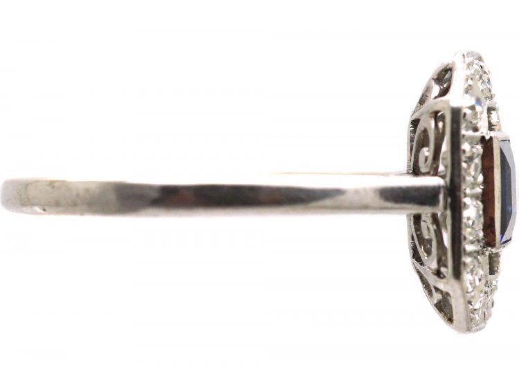 Art Deco Platinum, Sapphire & Diamond Octagonal Ring