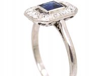 Art Deco Platinum, Sapphire & Diamond Octagonal Ring