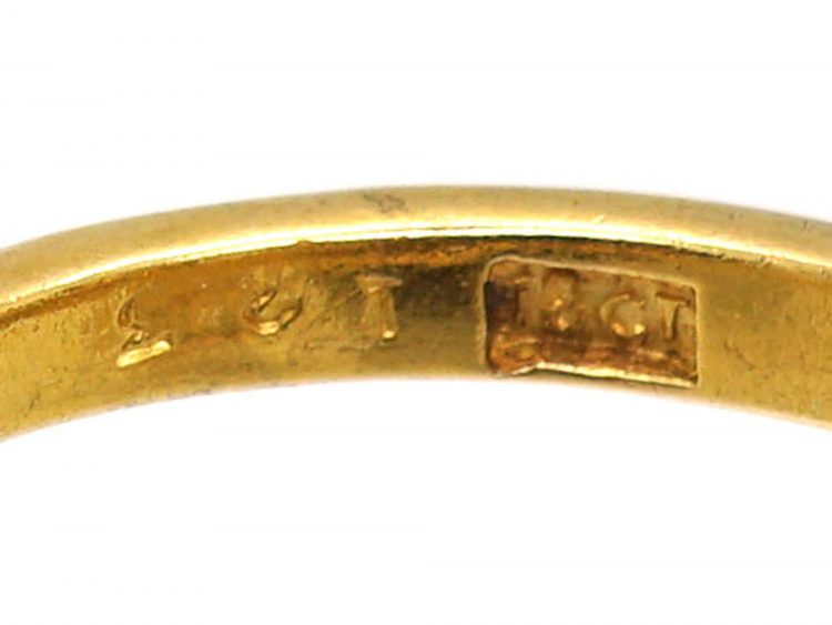 Edwardian 18ct Gold Snake Ring set with a Diamond & Cabochon Ruby Eyes