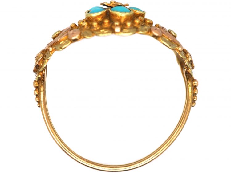 Georgian Two Colour Gold Forget Me Not Ring set with Turquoise