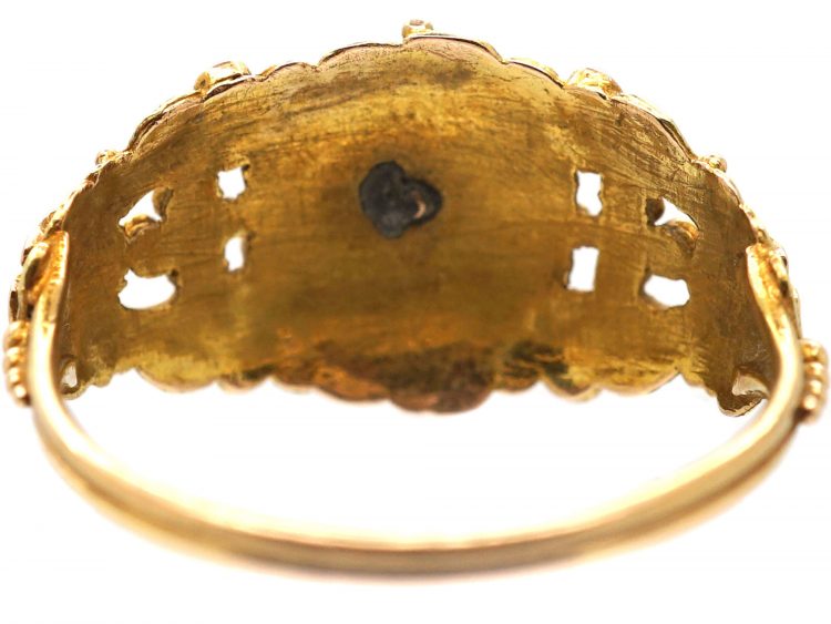 Georgian Two Colour Gold Forget Me Not Ring set with Turquoise
