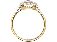 Edwardian 18ct Gold & Platinum, Sapphire & Diamond Oval Cluster Ring