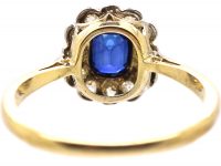 Edwardian 18ct Gold & Platinum, Sapphire & Diamond Oval Cluster Ring