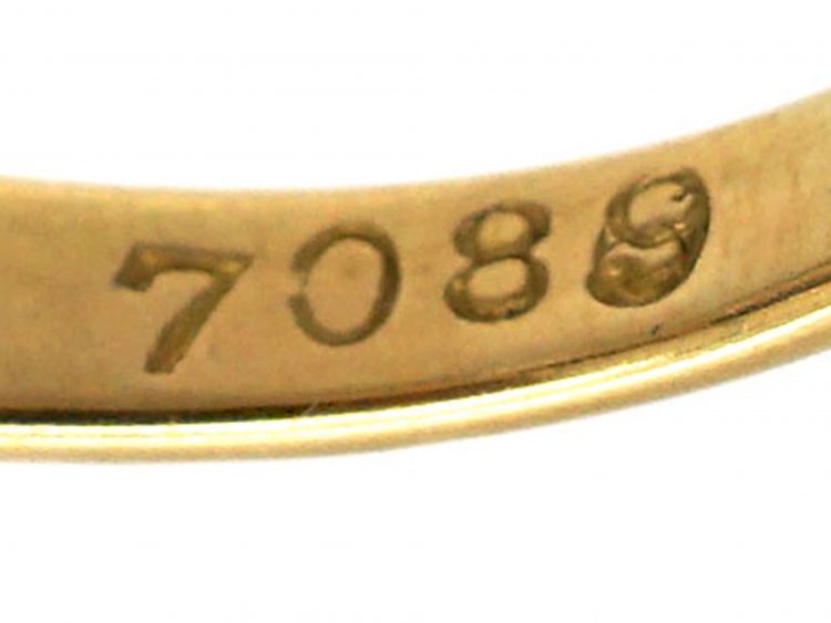 Victorian 18ct Gold Three Stone Sapphire & Diamond Carved Half Hoop Ring