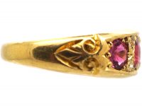 Edwardian 18ct Gold Three Stone Ruby & Diamond Ring