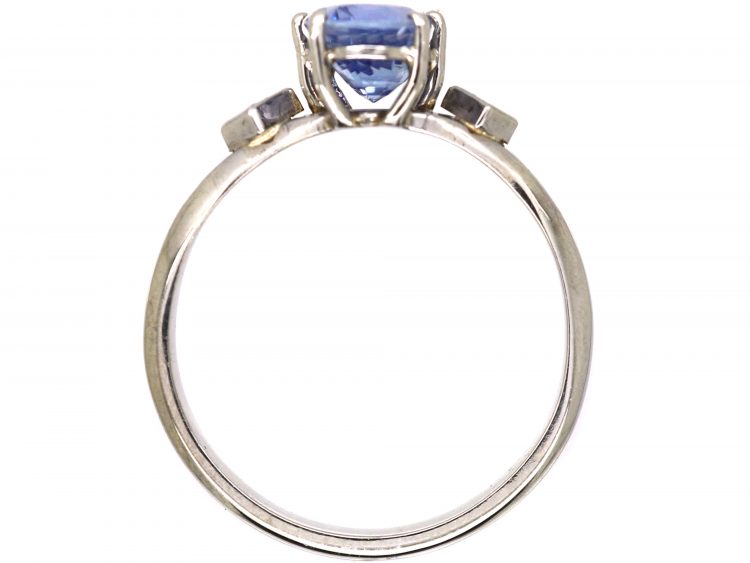 Mid 20th Century 18ct White Gold French Import Sapphire & Diamond Ring