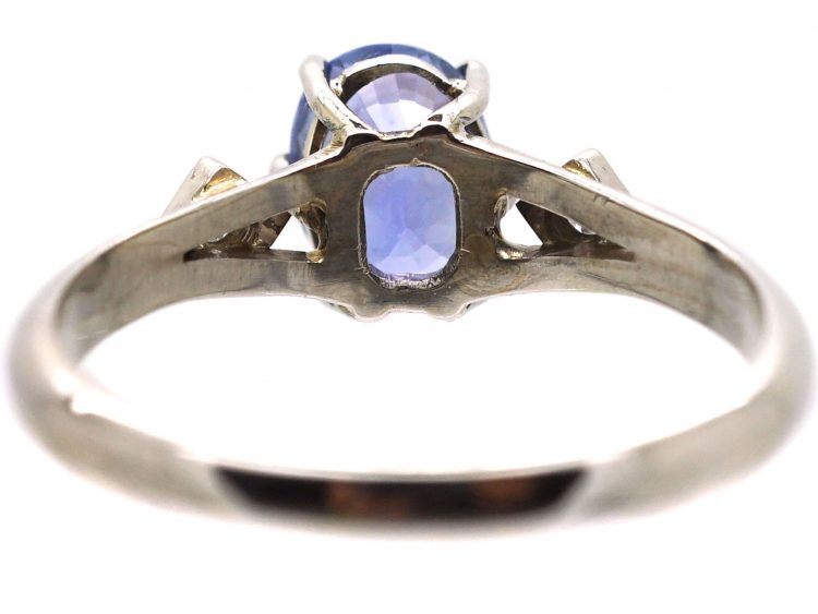 Mid 20th Century 18ct White Gold French Import Sapphire & Diamond Ring