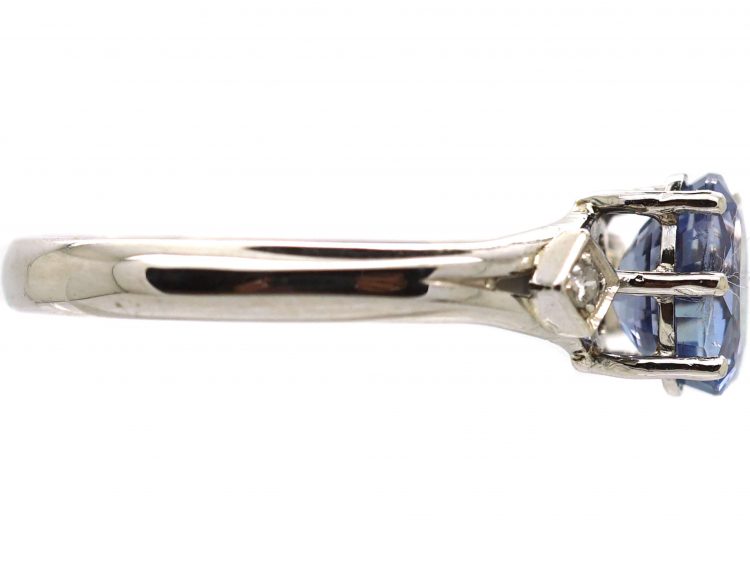 Mid 20th Century 18ct White Gold French Import Sapphire & Diamond Ring