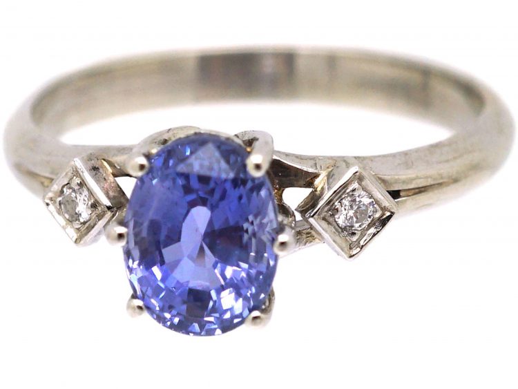 Mid 20th Century 18ct White Gold French Import Sapphire & Diamond Ring
