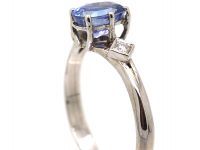 Mid 20th Century 18ct White Gold French Import Sapphire & Diamond Ring