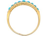 Victorian 15ct Gold Ring set with Nine Turquoise & Rose Diamonds
