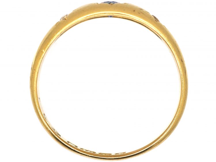 Edwardian 18ct Gold, Sapphire & Diamond Gypsy Ring by Deakin & Frances