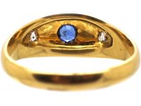 Edwardian 18ct Gold, Sapphire & Diamond Gypsy Ring by Deakin & Frances
